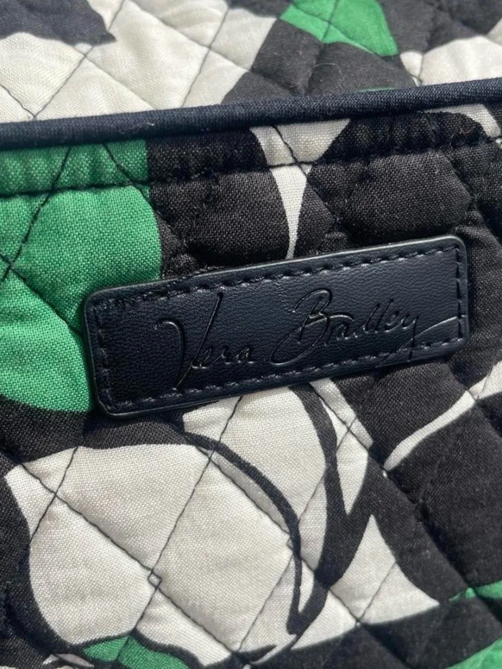Vera Bradley Imperial Rose Weekender Travel Bag Green white and Black quilted